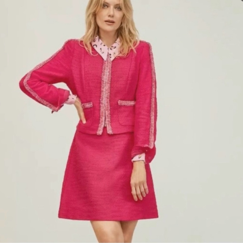 Cabi Ballroom Preppy Jacket Blazor| Size Small | Fuchsia Bouclé Tweed - Picture 2 of 14